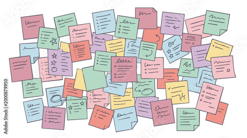 Chaotic Sticky Notes Mental Clutter Stress Organization Concept