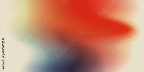 Foto Abstract blurred color splash with soft edges, blending vibrant red and orange with deep blue and pale yellow hues