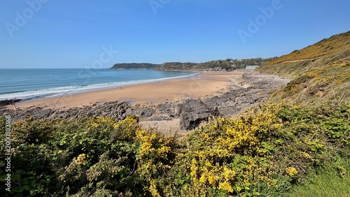 Tableau sur toile Caswell Bay, The Gower, Swansea, Wales, U.K., 16:9