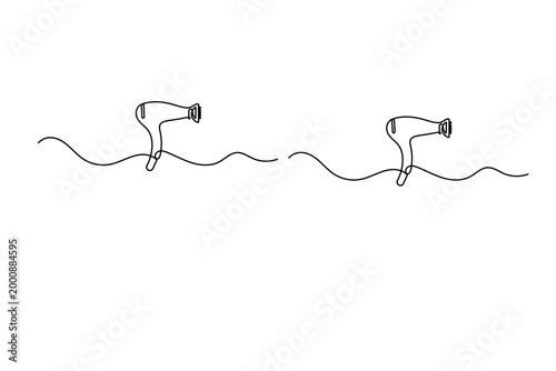  Hair dryer, continuous one-line art drawing of a professional salon beauty styling tool vector
