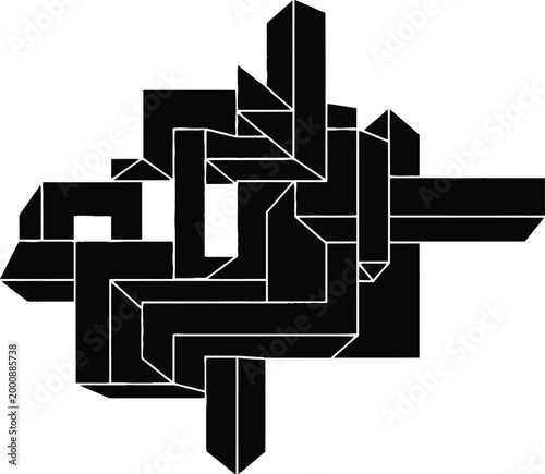 Photos Intricate black and white abstract geometric design with interlocking shapes