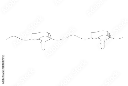  Hair dryer, continuous one-line art drawing of a professional salon beauty styling tool vector
