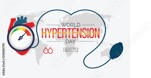 World Hypertension Day design. It features blood pressure monitor and heart icon. Vector illustration