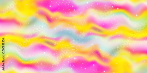 Unicorn magical bokeh background with pastel rainbow gradient and sparkling stars for fantasy design. Soft pink, purple and blue colors with glowing light effects. Dreamy fairy tale atmosphere.