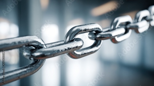 Metal chain close up on transparent background