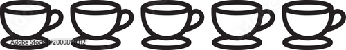 Coffee Cup Icon Set Black Line Art set of vector design on transparent background.