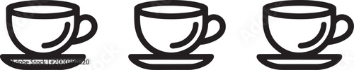 Coffee Cup Icon Set Black Line Art set of vector design on transparent background.