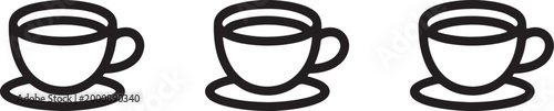 Coffee Cup with Saucer Icon Set Line Art  set of coffee cups set of vector design on transparent background.