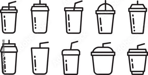 Foto Cute Soda Cup Seamless Pattern Vector Monochrome A collection of various wine glasses and jugs set of vector design on transparent background