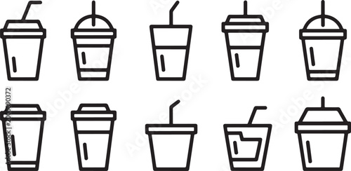 Fotografija Cute Soda Cup Seamless Pattern Vector Monochrome A collection of various wine glasses and jugs set of vector design on transparent background