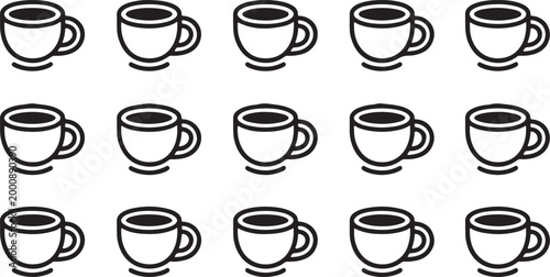 Assorted Coffee Mugs and Cups with Saucer and Handle Styles – Drinkware Icon Pack vector Twelve silhouettes of coffee cups and saucers icon set of  vector design on transparent background.