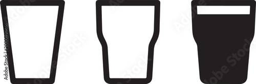 Canvastavla Tall Glass Cup Icon Set Line Art set of vector design on transparent background
