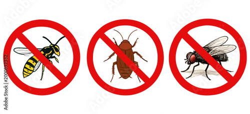 Prohibited insects signs warning signs no insects bug symbols