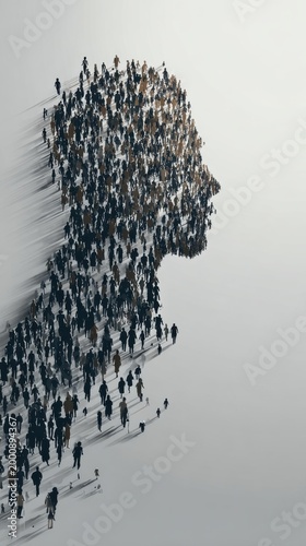 Demographic shift concept with aging population and society change