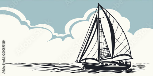 Sailboat sailing on ocean waves under cloudy sky with sailing ship sailing boat sailing vessel sea voyage sailing trip ocean travel sailing sport sailboat nautical maritime transportation