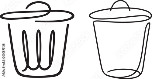  Modern line trash can icon clean minimal design for web ui app use vector