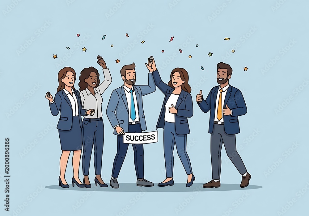 Obraz premium A group of business people celebrating success