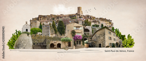 Φωτογραφία Traditional old stone houses on a street in the medieval town of Saint Paul de V