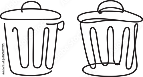 Clean garbage can icon with modern minimal design for web app interface use