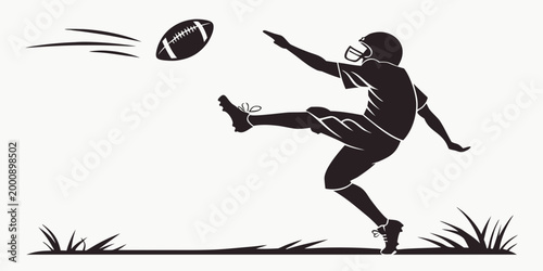 Dynamic american football player kicking ball silhouette vector graphic with football silhouette american training professional exercise competitive strength performance determination
