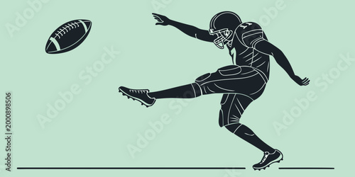 American football punter kicking ball silhouette illustration with football silhouette american training professional exercise competitive strength performance determination champion