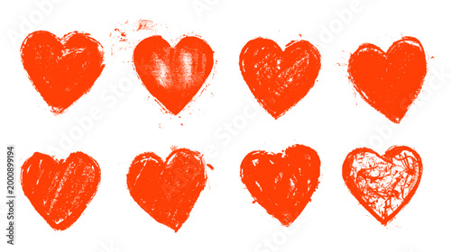 Heart Grunge Brush Stroke Drawing Vector Set
