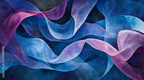 Futuristic Neon Light Trails Abstract Background, Blue Pink Glowing Lines Motion, Cyberpunk Speed Flow, Digital Technology Wave Design
