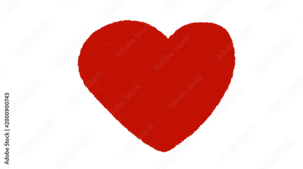 Fototapeta premium Hand Drawn Red Heart Shape made with Paint Stroke on white Background Creative Progress Heart for Valentine, Wedding and Romantic Design