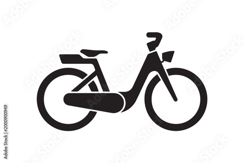 Electric bicycle icon showing modern commuter bike design with battery integration and ergonomic frame for sustainable urban transportation usage.