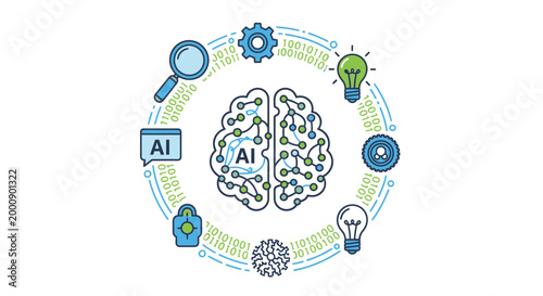 Artificial Intelligence Network Concept with Human Brain