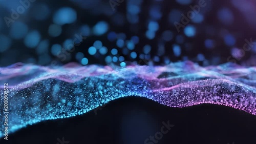 Abstract Digital Landscape of Glowing Particles and Waves 1.