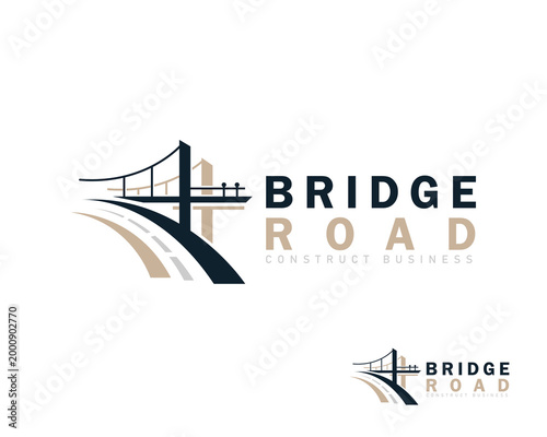 Bridge road logo creative design concept construct business vector idea