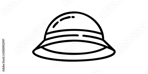 Safari explorer pith helmet icon illustration, vector