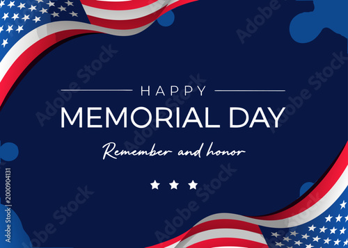 Remember and honor Memorial Day vector design for poster, card, background with patriotic tribute elements.