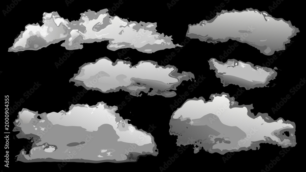 Obraz premium set of realistic white clouds isolated on black background high quality
