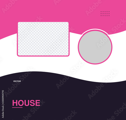 Bold house branding mockup showcasing abstract shapes and vibrant color contrast for a real estate or residential project.