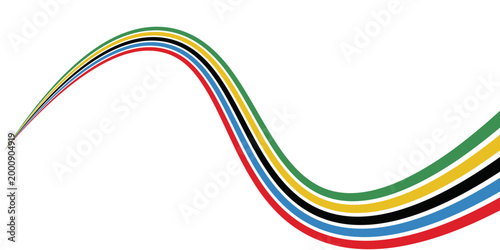Fotografía abstract wavy stripes with the colors of Paris Olympics games 2026