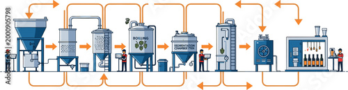 Diverse group of school children characters holding hands and standing together against a sunny sky background with clouds and rainbow flat vector