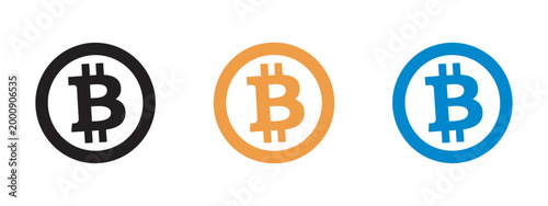 Bitcoin Cryptocurrency Icon, professional vector illustration for digital payment blockchain technology finance concept secure decentralized currency symbol design set