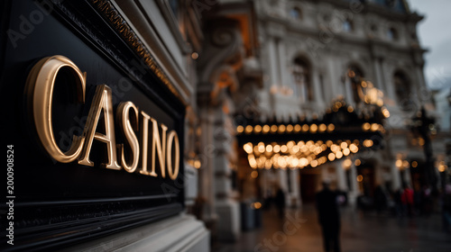 Entrance at casino with lights
