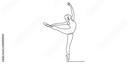 Continuous line drawing of a graceful ballerina dancing