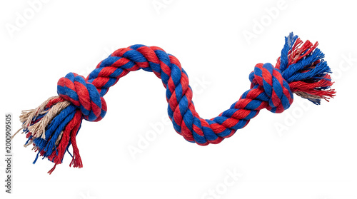 Vibrant braided rope a colorful knot against a dark background