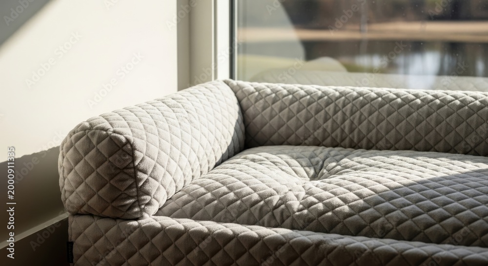 Obraz premium Comfortable Quilted Microfiber Pet Bed with Integrated Bolster for Ultimate Relaxation