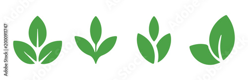 Simple green leaf icons for nature friendly company branding.