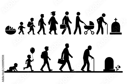 Birth To Death Silhouette Vector Art Illustration