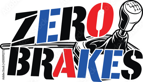 Zero-Brakes-typography-racing-logo-with-manual-gear-shifter-stick-vector