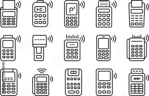 Payment Terminal and Device Silhouette Collection Vector Set