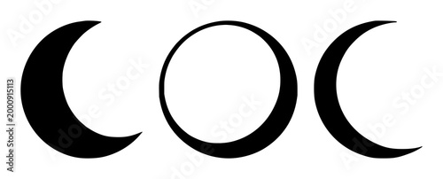 Moon icon set with solid black silhouette on white background featuring sleep tracking, celestial, night theme with health and wellness