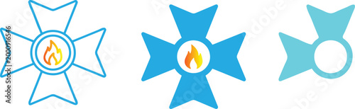 Blue star shaped fire icons.