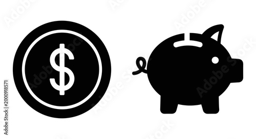 Symbolic representation of savings and financial growth using piggy bank and dollar sign Vector, illustration